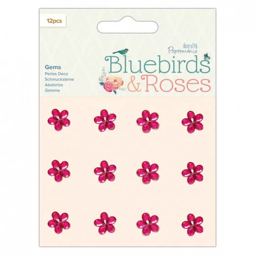 Bluebirds and Roses Adhesive Gems